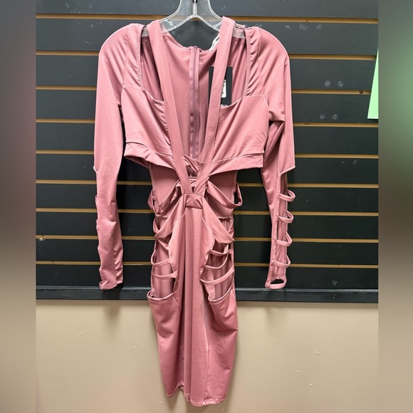 NWT Fashion nova Cut The Small Talk Midi Dress - Mauve size L - Picture 1 of 5